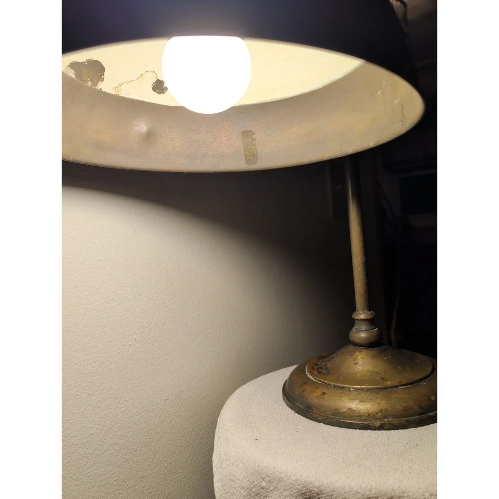 Antique Handel  All Brass Gooseneck  Lamp. Rare.Cloth Tag.Industrial Styled.